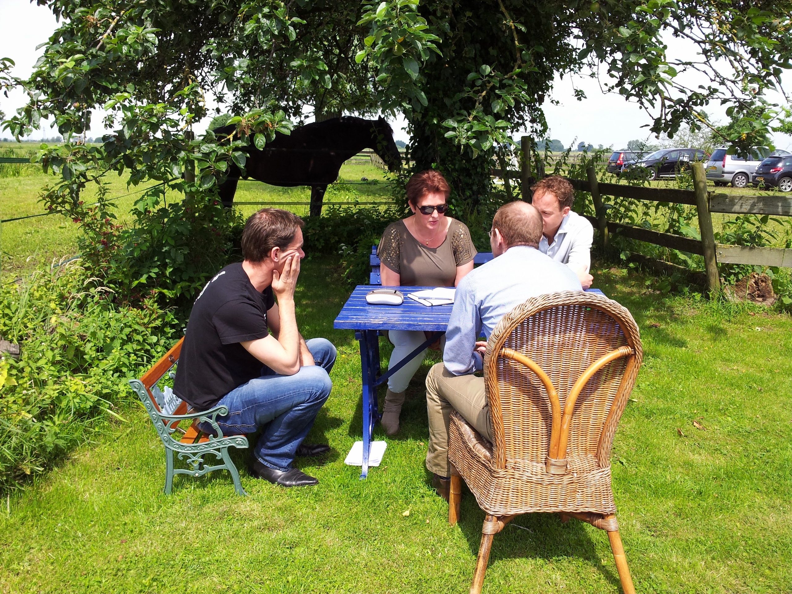 Bedrijfstraining georganiseerd bij locatie De PolderRuimte met een bespreking midden in de natuur